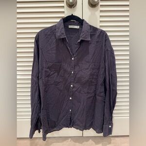Vince Black Lightweight Striped Button Up Shirt M